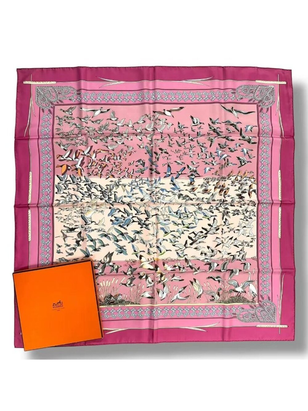 Hermes Scarf Silk Carre 90 Libres Comme L'air the Sky Is Pink
